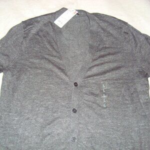 NEW Uniqlo Men's V-Neck Cardigan Button Sweater Sz. L Dark Gray NWT Linen Blend